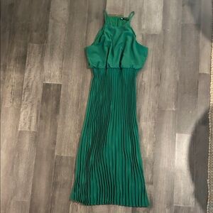 Zara Emerald Green Pleated Midi Dress